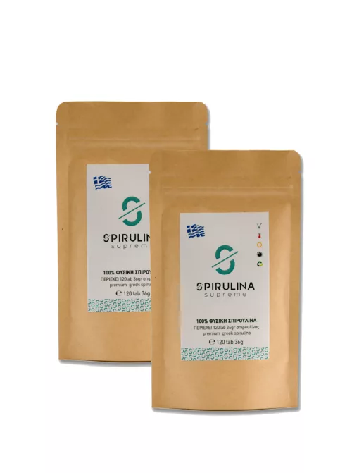 Σπιρουλίνα Spirulina Supreme  Πακέτο, 1+1 Συσκευασίες x 120 Δισκία