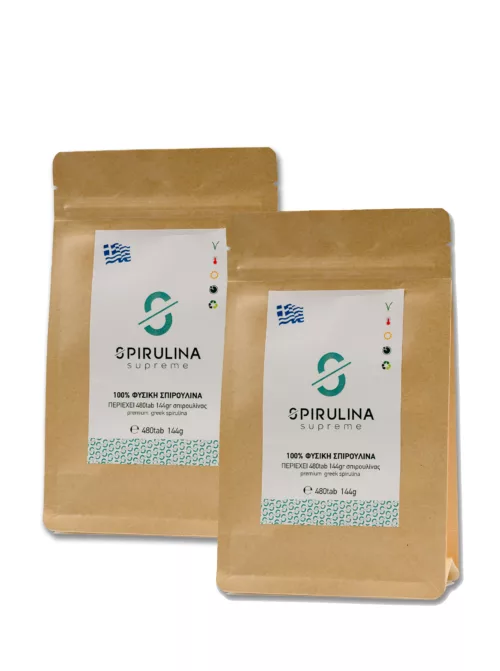 Σπιρουλίνα Spirulina Supreme Πακέτο, 1+1 Συσκευασίες x 480 Δισκία